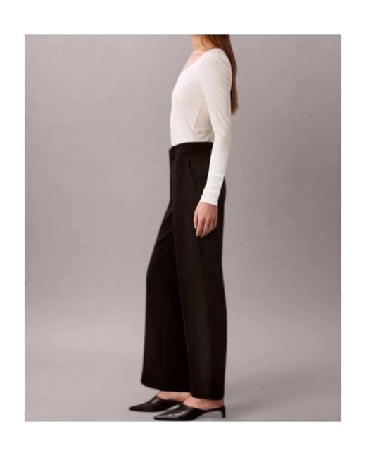 Calvin Klein Black Regular-Fit Tailored Pants
