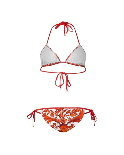 Dolce & Gabbana Red Printed Bikini