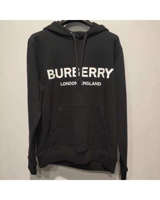 Burberry Black Logo Print Oversized Hoodie for men