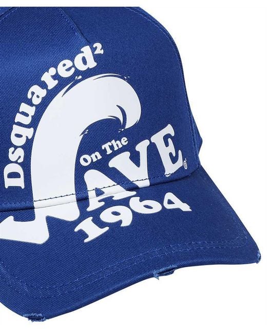 DSquared² Blue Logo-Print Cotton Baseball Cap for men