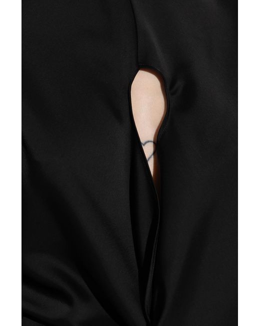 The Attico Black The Asymmetric Cut-Out Twist Satin Mini Dress