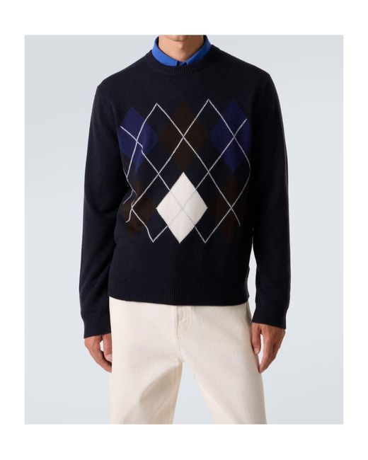 arch4 Blue Diamond Pattern Knitted Sweater for men