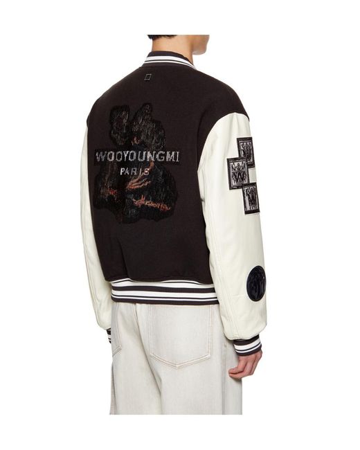 Wooyoungmi Black Patch-Detail Bomber Jacket for men