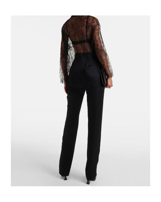 TOVE Gray Lucie Floral Lace Silk Top