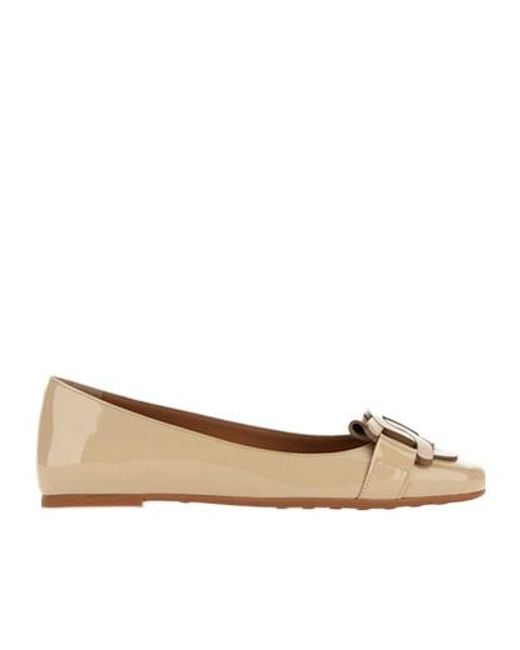 Tod's Natural Round-Head Flat Shoes
