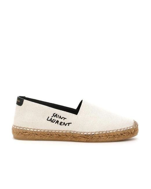 Saint Laurent Black Logo Embroidered Slip-On Espadrilles
