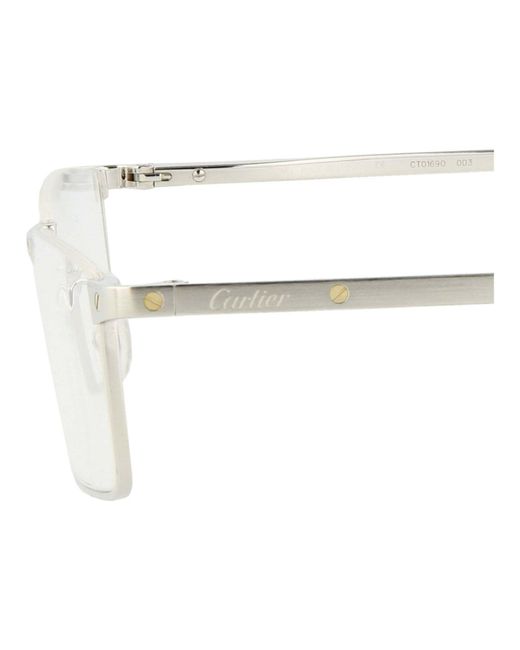 Cartier White Rectangular Frame Glasses for men
