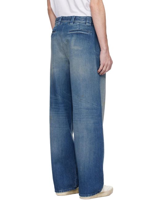 Golden Goose Deluxe Brand Blue Straight-Leg Distressed Jeans for men