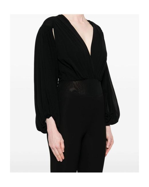 Philosophy Di Lorenzo Serafini Black Puff Sleeve Tulle Bodysuit