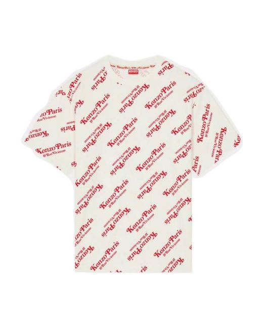 KENZO White All-Over Logo Printed Oversize T-Shirt for men