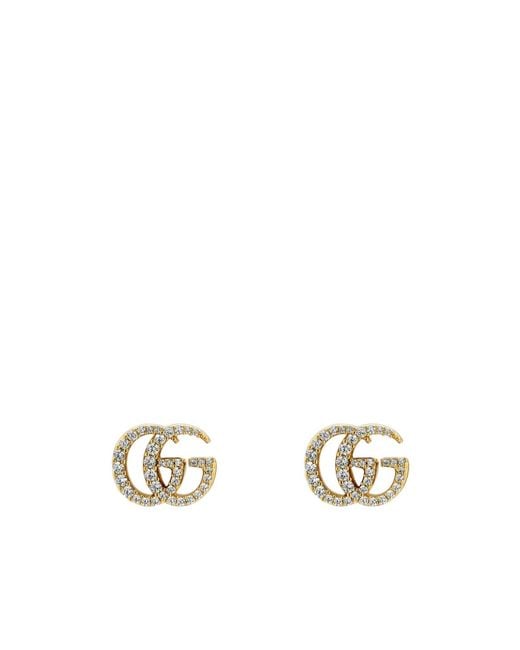 Gucci White Gg Marmont Crystal Earrings
