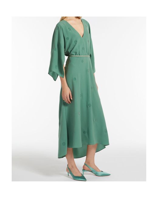 Max Mara Green Rhinestone-Embellished Dress