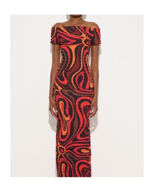 Emilio Pucci Red Pucci Crinkled Boat-Neck Top