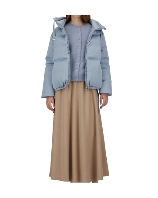 Herno Blue High-Neck Drawstring Zip-Up Jacket