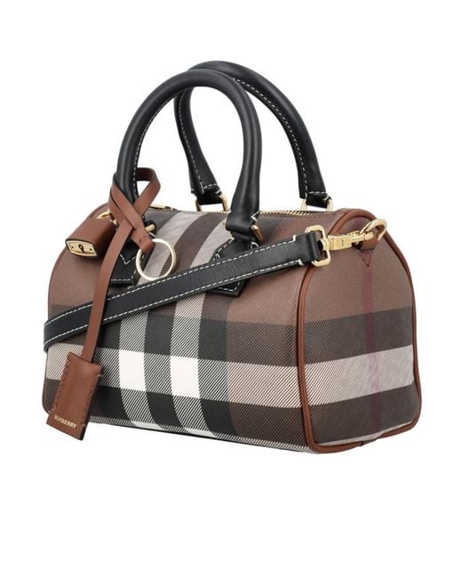 Burberry Brown Checked Bowling Shoulder Bag