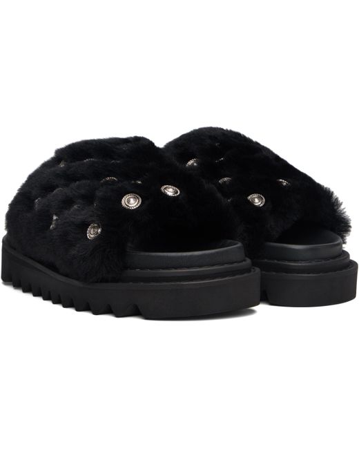 Toga Black Fur Concho Slippers