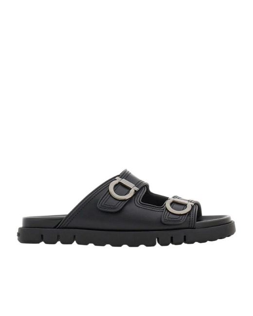 Ferragamo Black Double-Strap Sandals for men
