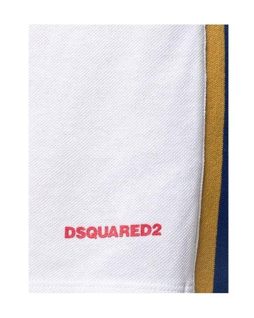 DSquared² White Side-Stripe Shorts for men