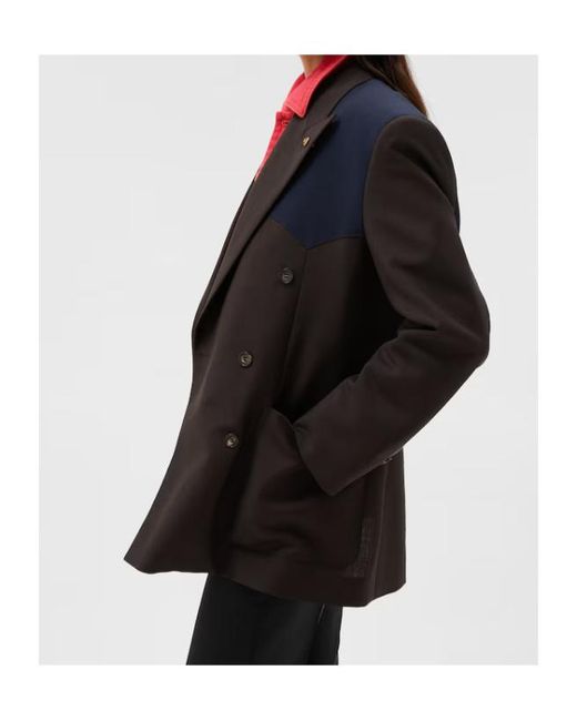 Versace Blue Double-Breasted Panelled Jacket