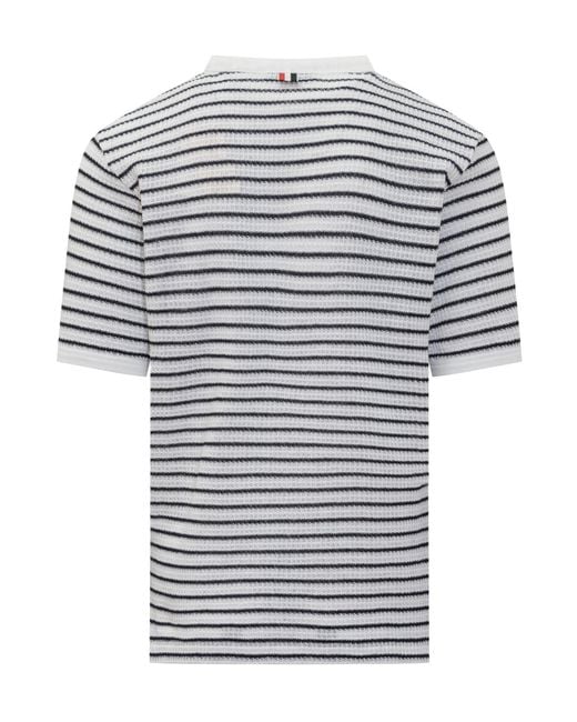 Thom Browne Blue Striped Crewneck T-Shirt for men