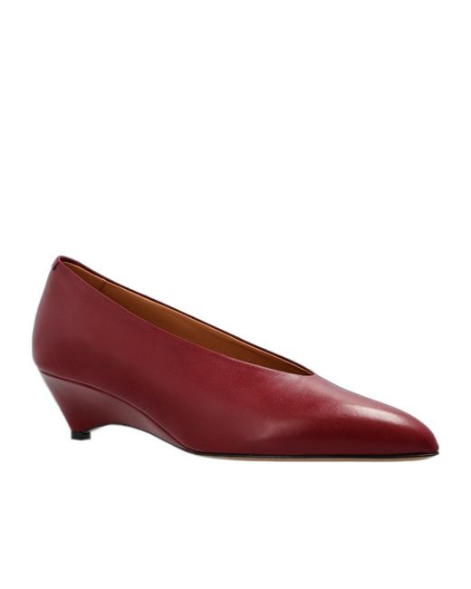 Jil Sander Red Pointed Wedge Pumps