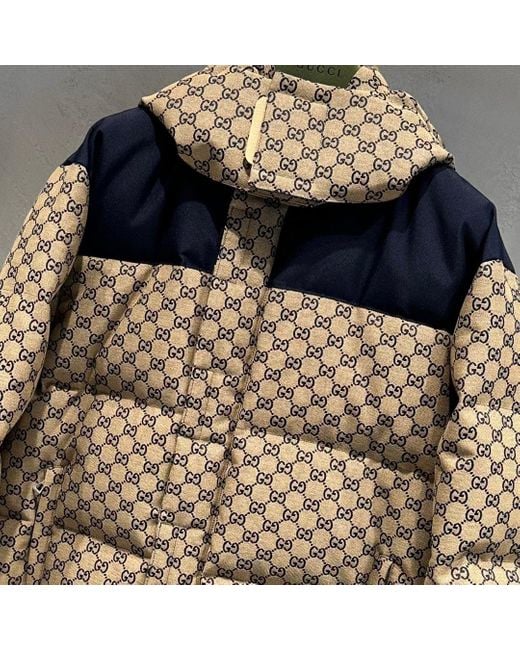 Gucci Multicolor All-Over Logo Print Puffer Coat for men