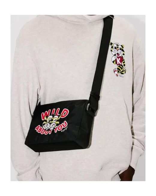 KENZO Black Wild Tiger Crossbody Bag for men