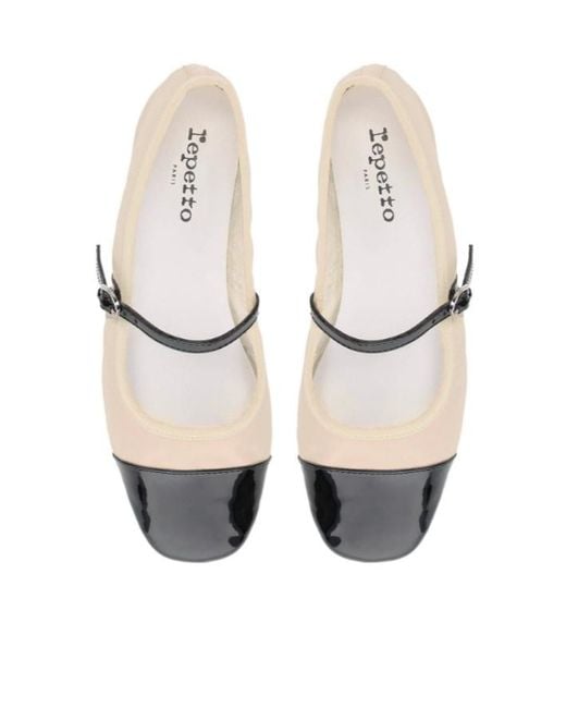 Repetto Natural Georgiana Buckle-Fastening Cap-Toe Ballet Flats