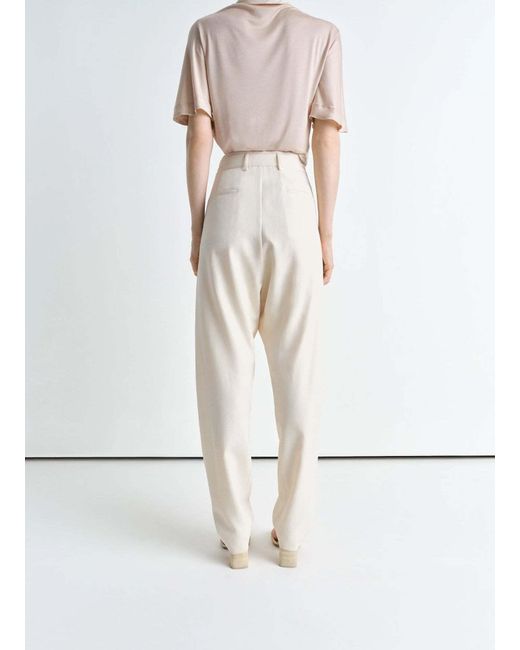 Lemaire White Pleated Wide-Leg Pants