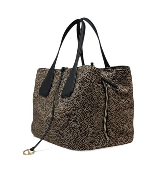 Borbonese Brown Zip Up Top Handle Bag