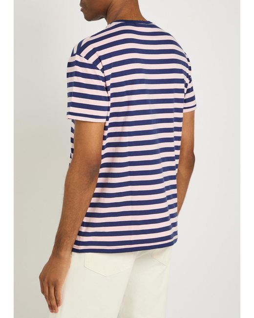 Polo Ralph Lauren Blue Striped Patch Pocket Cotton T-Shirt for men