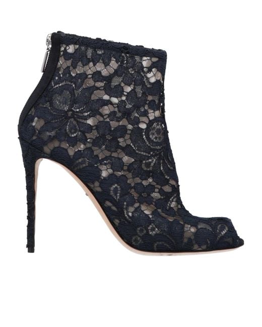 Dolce & Gabbana Black Open-Toe Ankle Boots