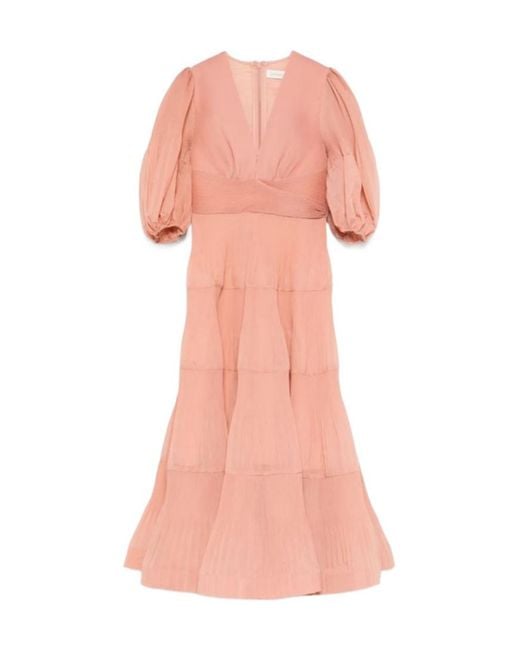 Zimmermann Pink Pleated Midi Dress
