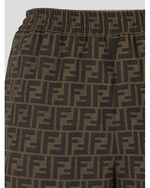 Fendi Green Ff Jacquard Elasticated Waistband Shorts
