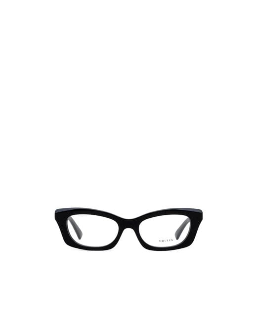 McQueen White Eyewear Rectangular Frame Glasses