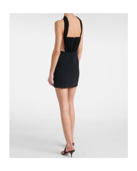 David Koma Black Scarf-Detail Ruched Minidress