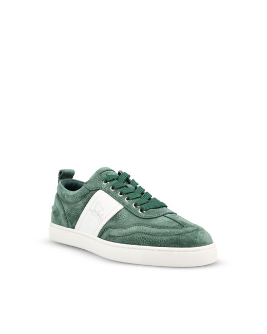 Christian Louboutin Green Round Toe Lace-Up Sneakers for men