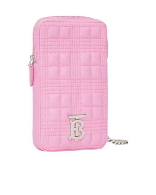 Burberry Pink Lola Quilted Pouch Bag