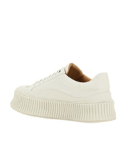 Jil Sander White Round-Toe Lace-Up Sneakers