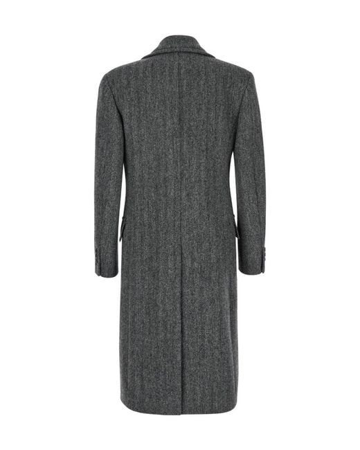 Bottega Veneta Gray Double-Breasted Jacket With Herringbone Motif for men