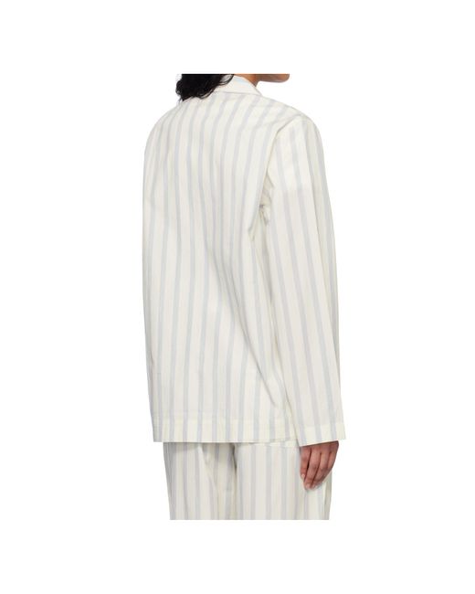 Tekla White Striped Long-Sleeved Shirt Pajamas for men