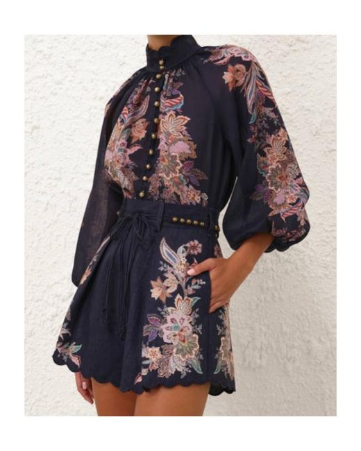 Zimmermann Blue Rhiannon Billow Blouse