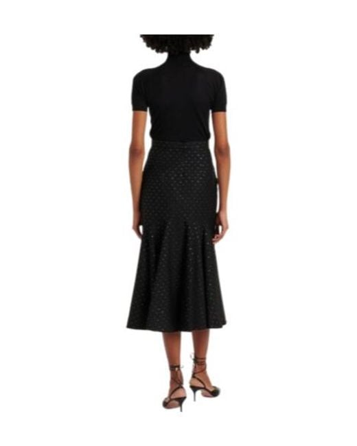 Erdem Black Polka-Dot Cotton And Woolmidi Skirt