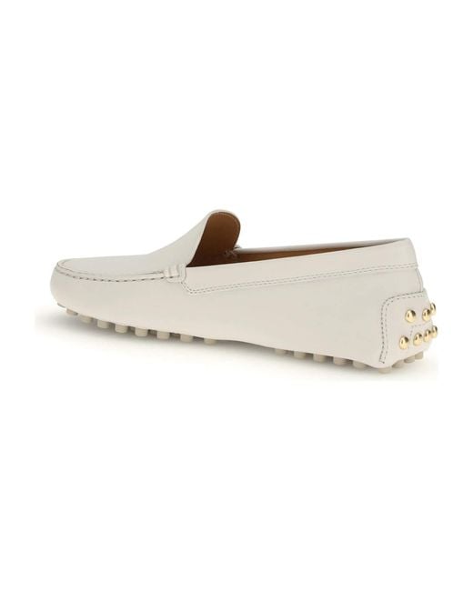 Tod's White Logo Embossed Loafers