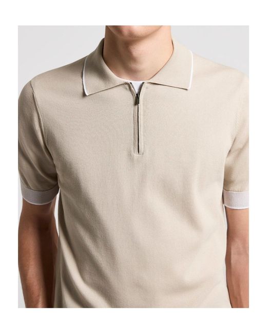 Peserico Natural Half-Zipped Short-Sleeved Polo Shirt for men