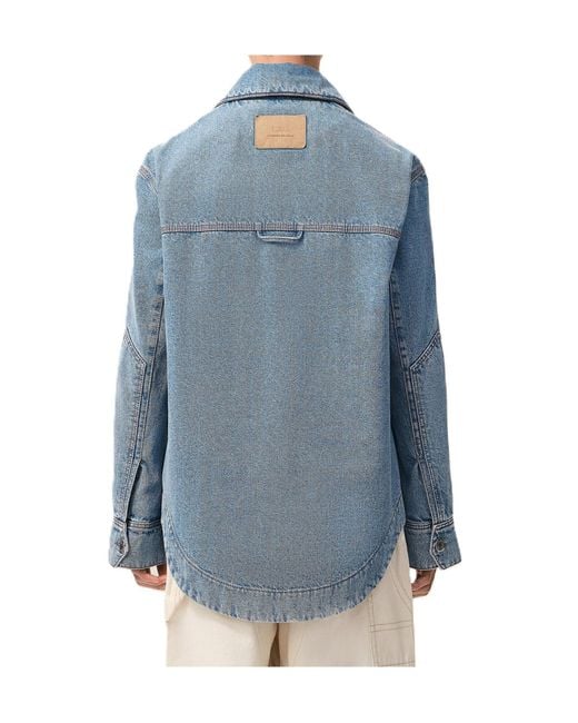 AMI Blue Logo Detailed Denim Overshirt for men