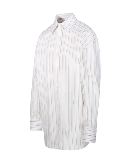 Saint Laurent White Striped Button-Up Shirt