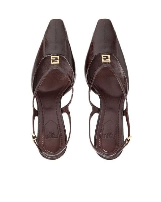 Fendi Brown Ffold Slingback Pumps