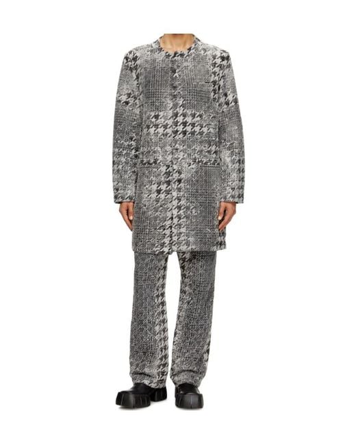DIESEL Gray Prince Of Wales Jacquard Denim Coat for men