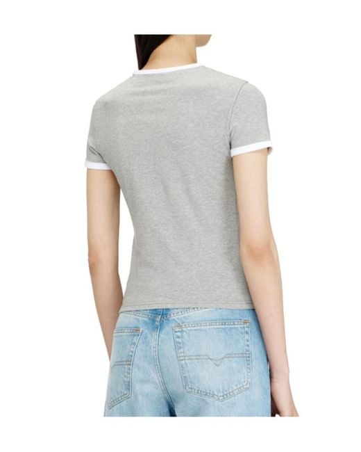 DIESEL Gray T-Uncuties-Long-S13 Ringer Dolphin-Motif T-Shirt